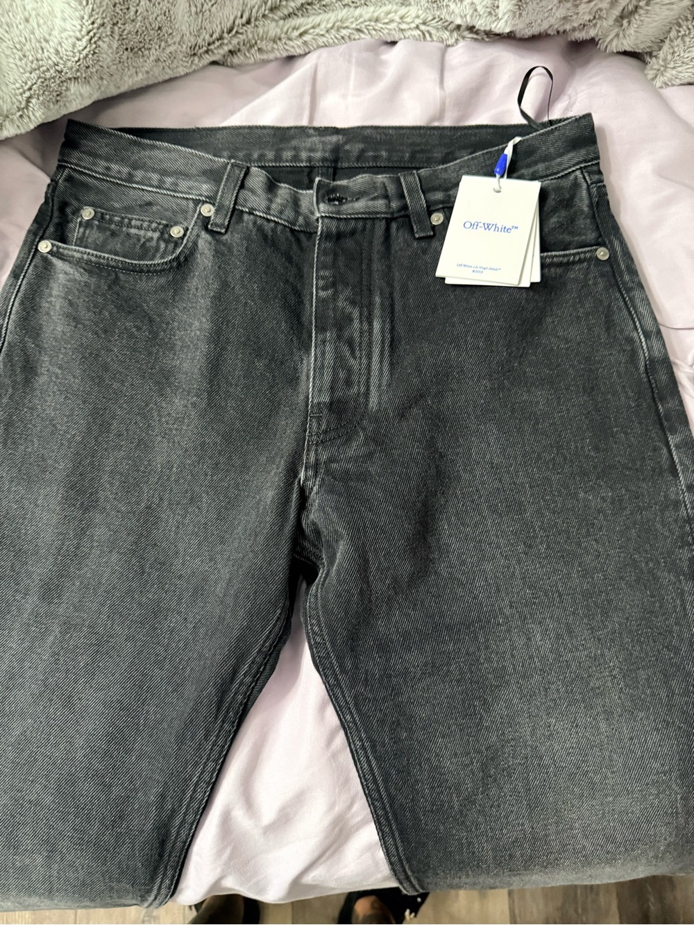 Off-White Men’s Washed Black Relaxed Denim Jeans
